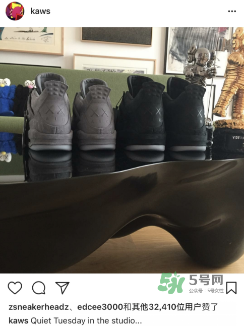 kaws與air jordan 4聯名黑色版本多少錢？aj4純黑限定發售價格